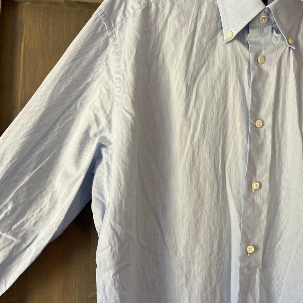 Ermenegildo Zegna Men's Light Blue Long-Sleeve Dress‎ Shirt Lightweight Cotton - Picture 8 of 13